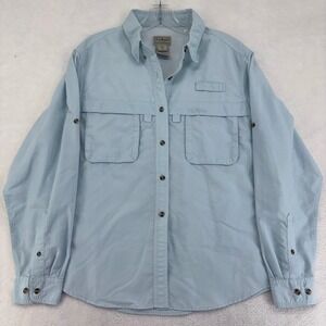 LL Bean Tropicwear Fishing Shirt Womens XL Blue Long Sleeve Ventilated Hiking